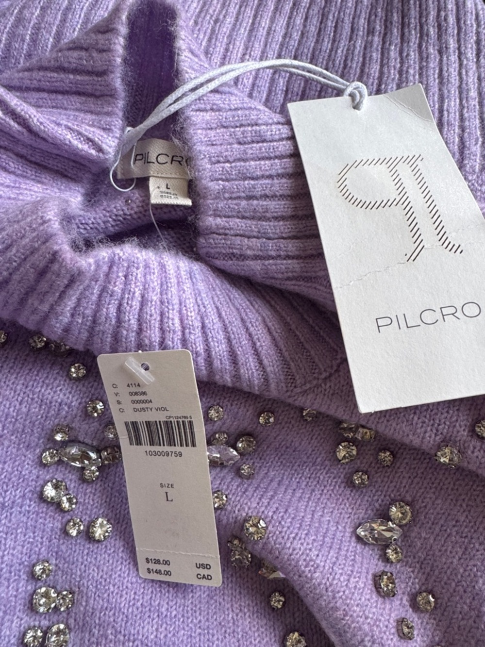 NWT Size L - Anthropologie Pilcro Mock-Neck Embellished Sweater (NWT US$128) - Picture 8 of 16